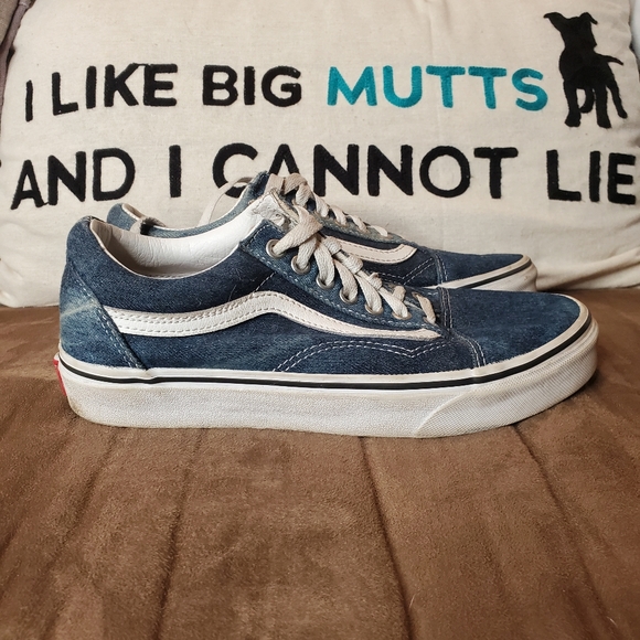 31) VANS Off The Wall Low Acid-wash Denim Platform Sneakers Sz. M's 6½ W's 8 - Picture 3 of 8